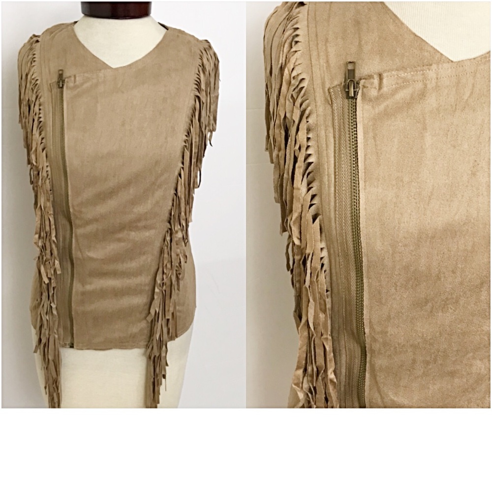 Boho Festival FringeSuede Tan Vest SML - Picture 4 of 7